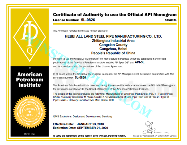 API 5L Certificate